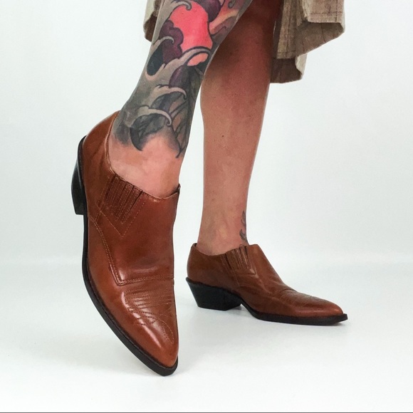Vintage Western Pointed Mules in Brown | Size 6 - Picture 1 of 12